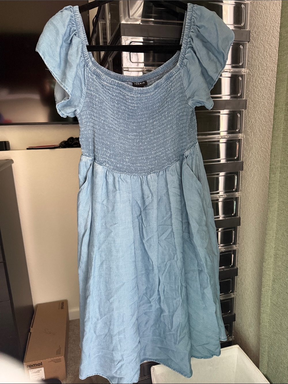 torrid Sky Blue Smocked Midi Dress with Flutter Sleeves